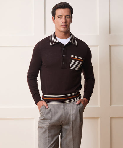 Todd Snyder Knightsbridge Sweater Polo - Espresso Bean