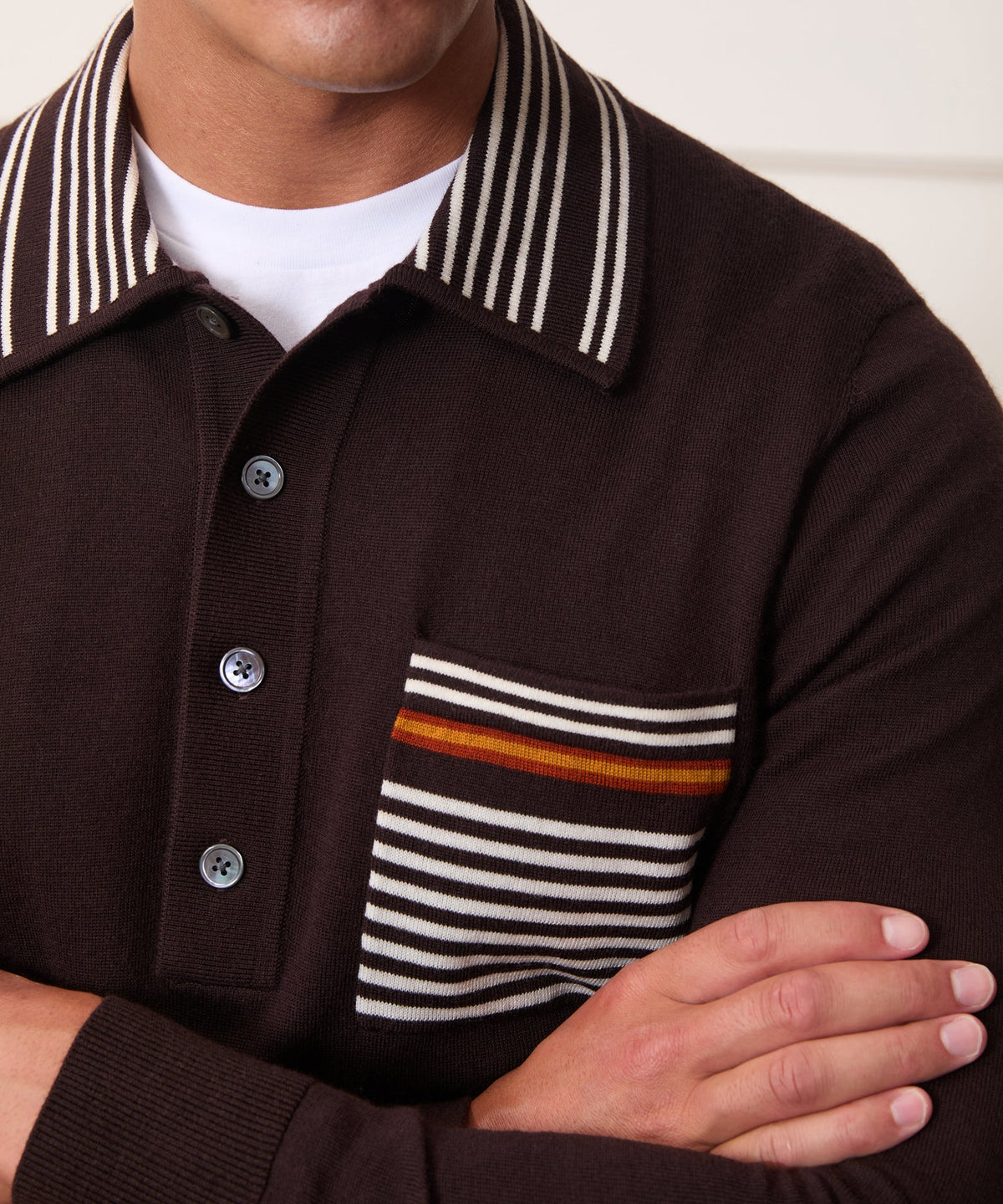 Todd Snyder Knightsbridge Sweater Polo - Espresso Bean