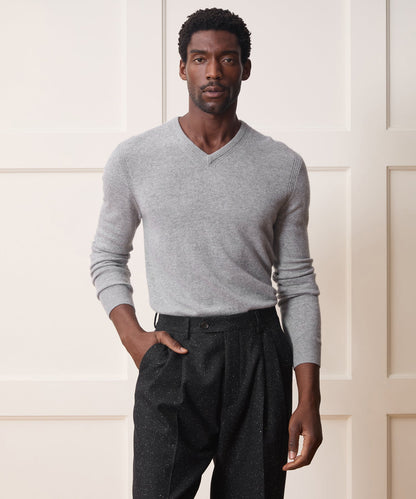 Todd Snyder Cashmere V-Neck Sweater - Grey Heather