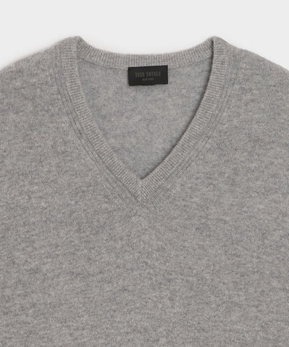 Todd Snyder Cashmere V-Neck Sweater - Grey Heather