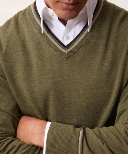Todd Snyder Merino V-Neck Sweater - Fogstone