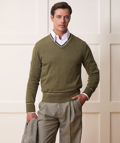 Todd Snyder Merino V-Neck Sweater - Fogstone