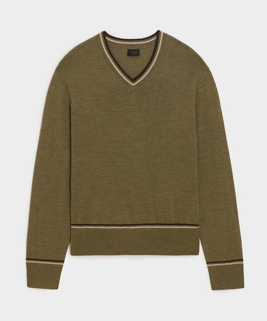 Todd Snyder Merino V-Neck Sweater - Fogstone