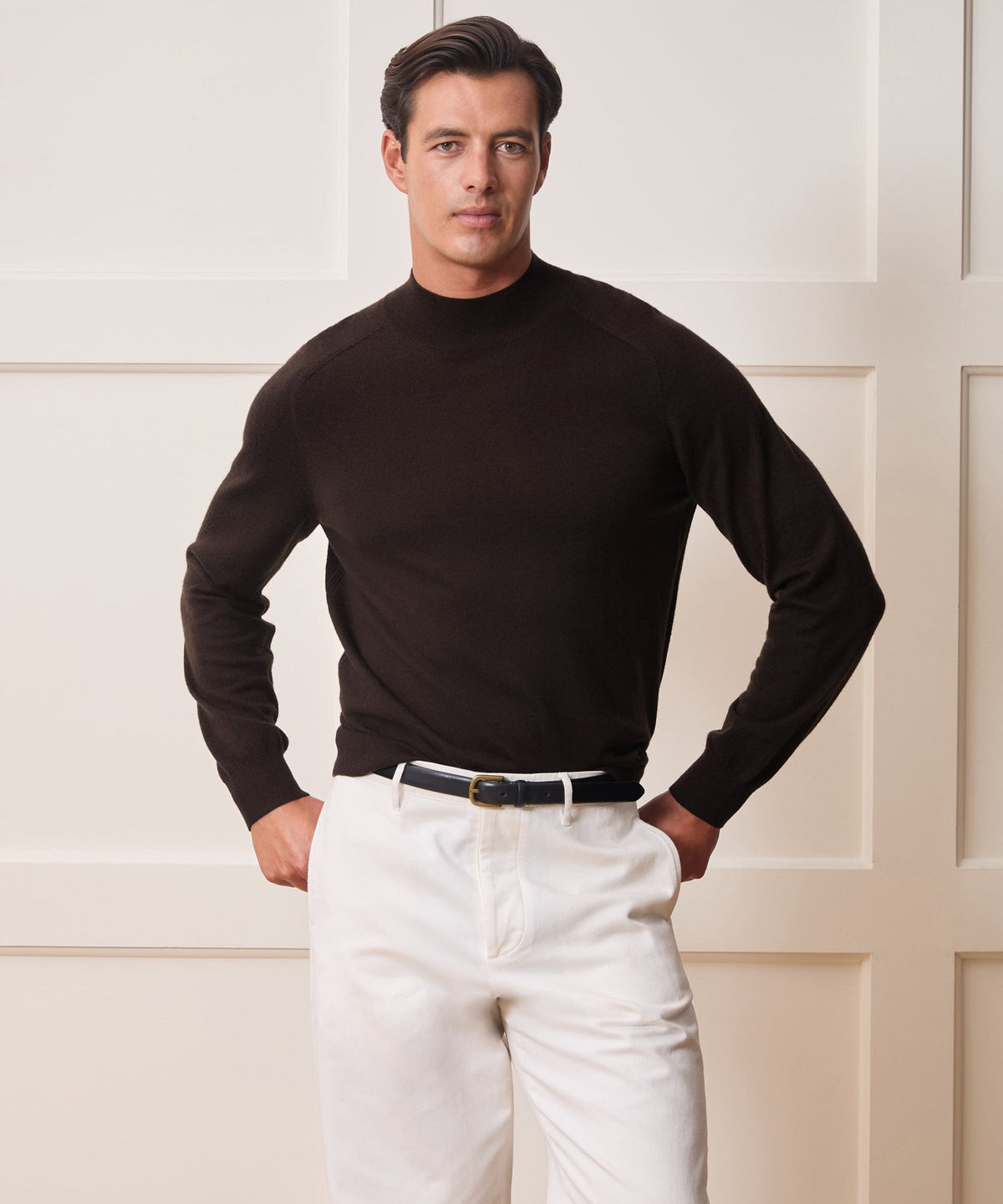 Todd Snyder Merino Mockneck Sweater - Espresso Bean