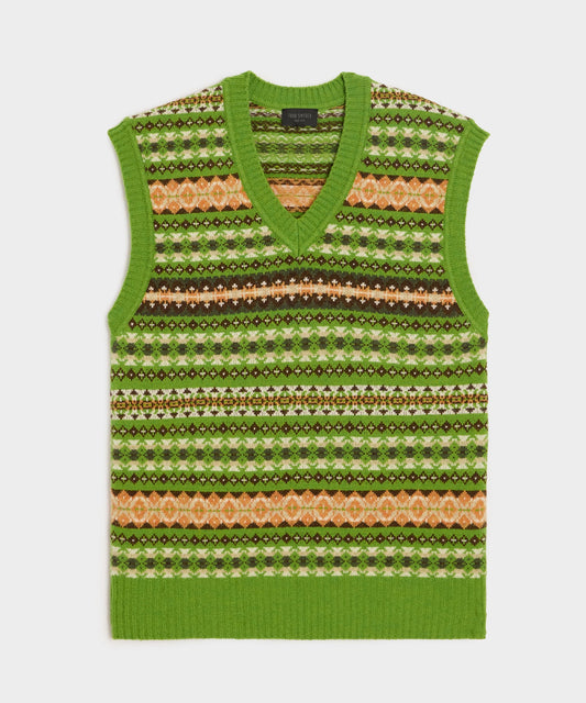 Todd Snyder Fair Isle Sweater Vest - Green Fern
