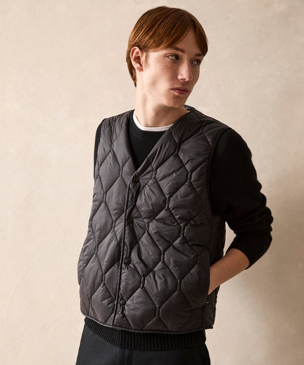 Todd Snyder Convertible Quilted Gilet Vest - Black
