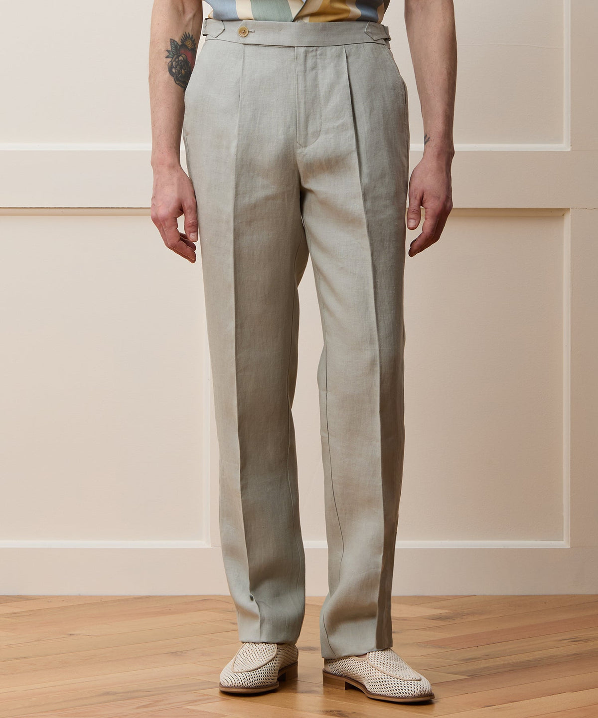 Todd Snyder Irish Linen Side Tab Trouser - Dove Grey