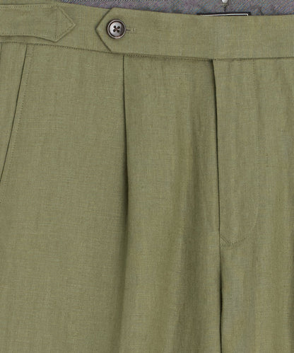 Todd Snyder Straight Fit Irish Linen Side Tab Trouser - Surplus Olive
