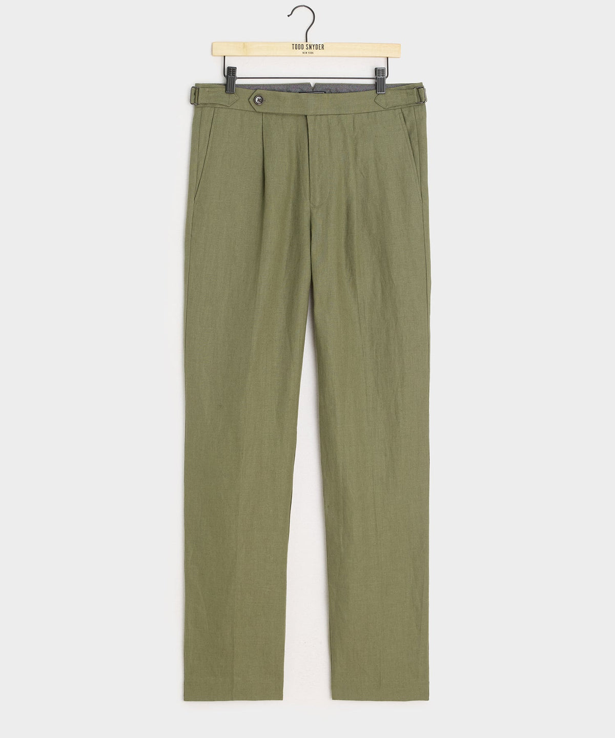Todd Snyder Straight Fit Irish Linen Side Tab Trouser - Surplus Olive