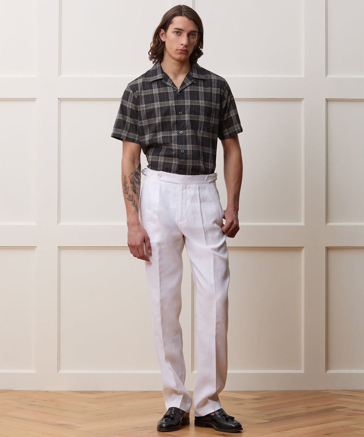 Todd Snyder Irish Linen Side Tab Trouser - White