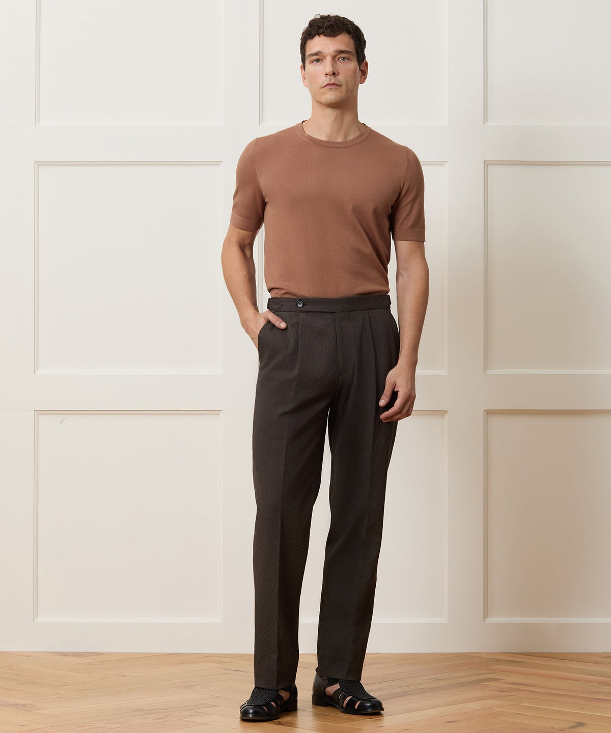 Todd Snyder Italian Seersucker Side Tab Trouser - Dark Brown