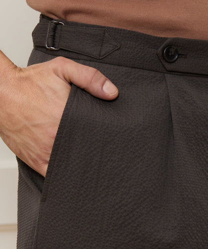 Todd Snyder Italian Seersucker Side Tab Trouser - Dark Brown