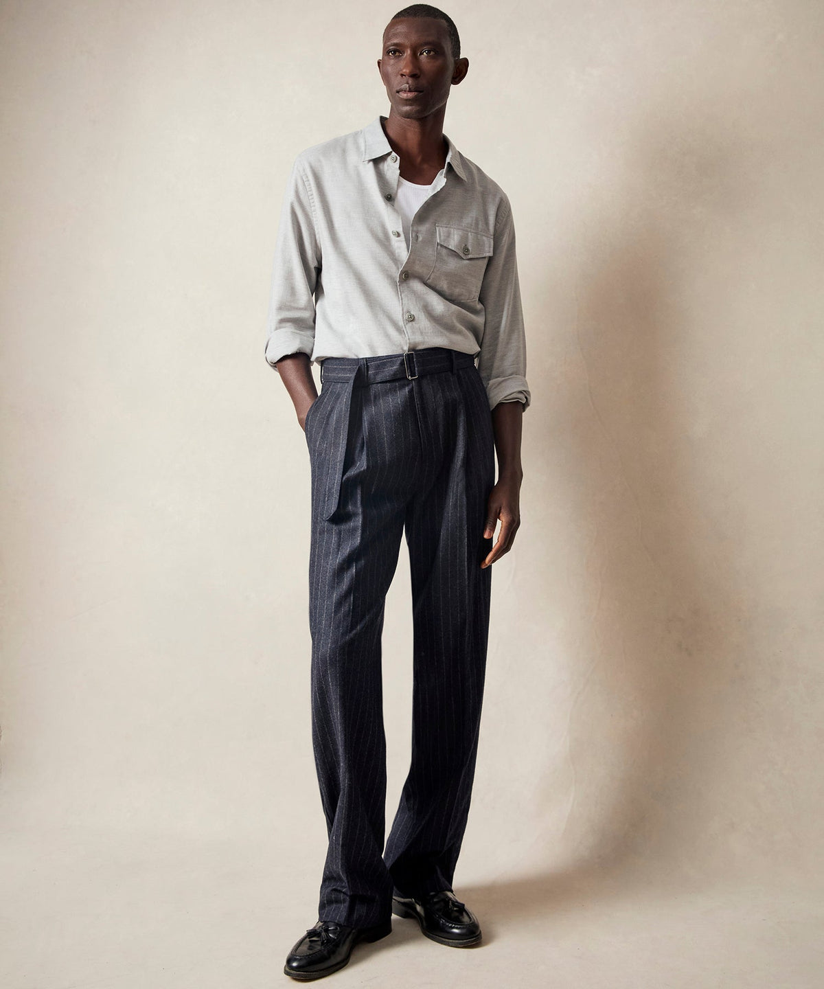 Todd Snyder Italian Wool Self Belt Trouser - Navy