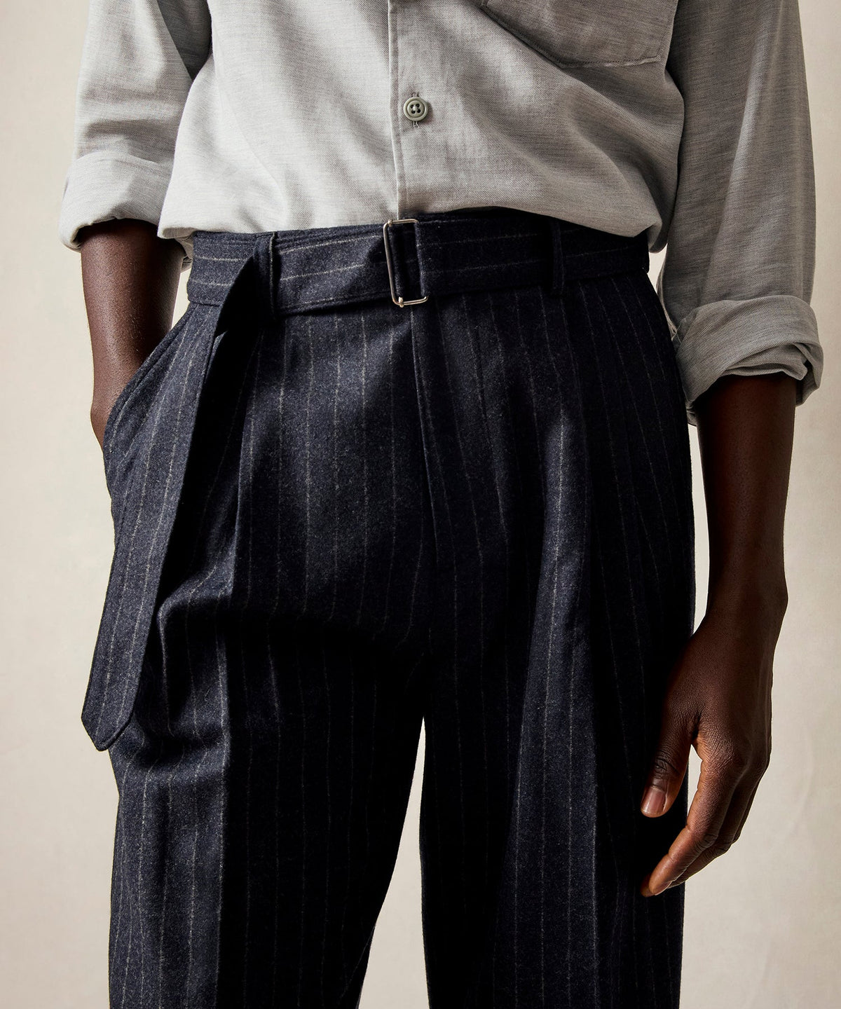 Todd Snyder Italian Wool Self Belt Trouser - Navy