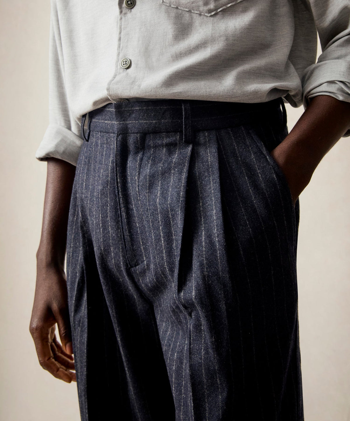 Todd Snyder Italian Wool Self Belt Trouser - Navy