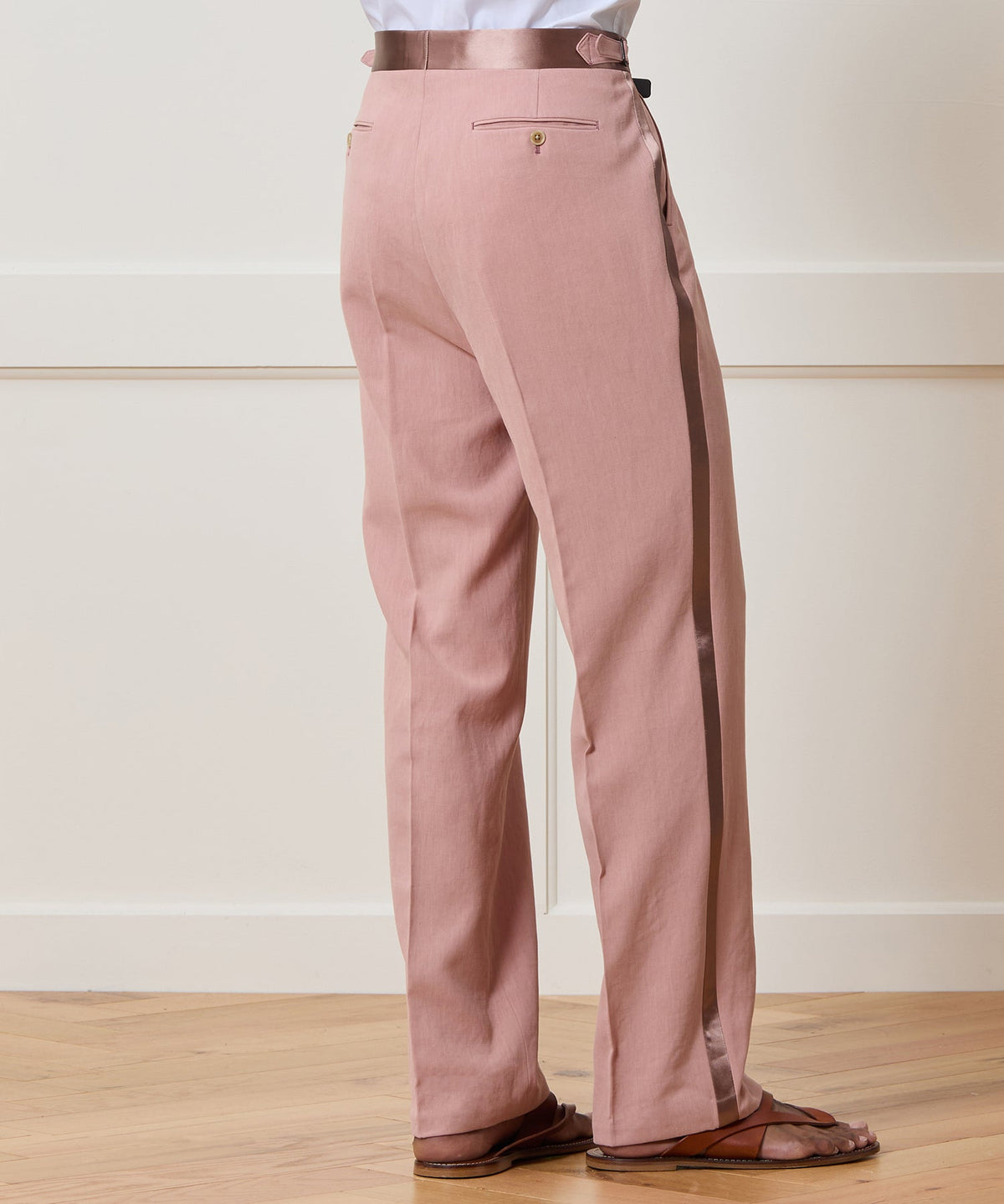 Todd Snyder Relaxed Italian Sueded Linen Tuxedo Trouser - Dusty Rose