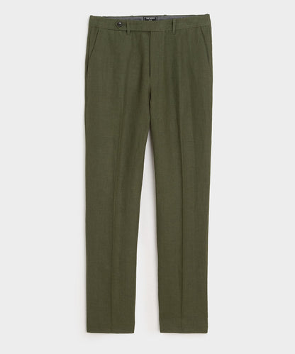 Todd Snyder Straight Fit Linen Tab Trouser - Green Laurel
