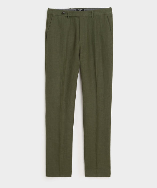 Todd Snyder Straight Fit Linen Tab Trouser - Green Laurel