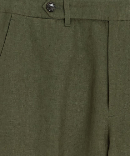 Todd Snyder Straight Fit Linen Tab Trouser - Green Laurel