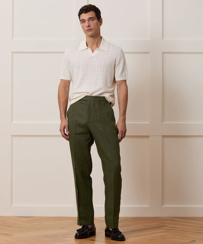 Todd Snyder Straight Fit Linen Tab Trouser - Green Laurel