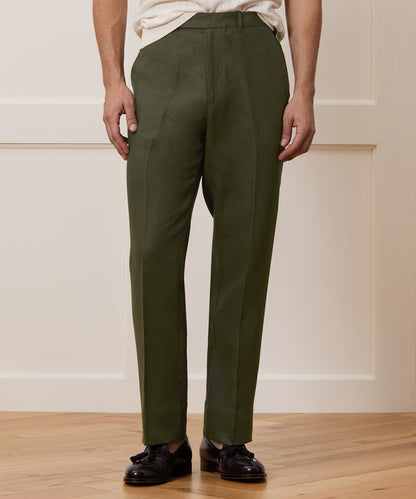 Todd Snyder Straight Fit Linen Tab Trouser - Green Laurel