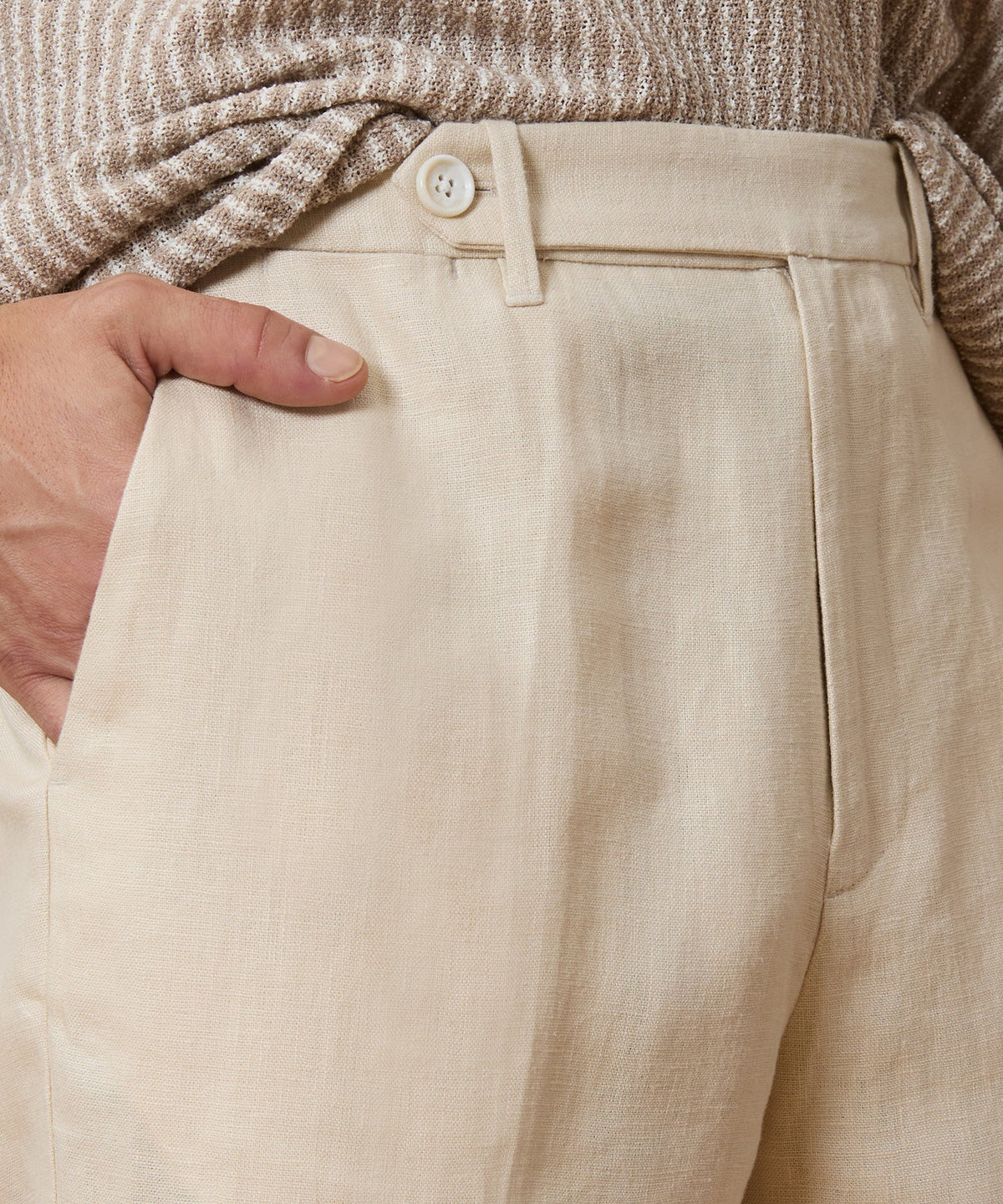Todd Snyder Straight Fit Linen Tab Trouser - Sand Dollar