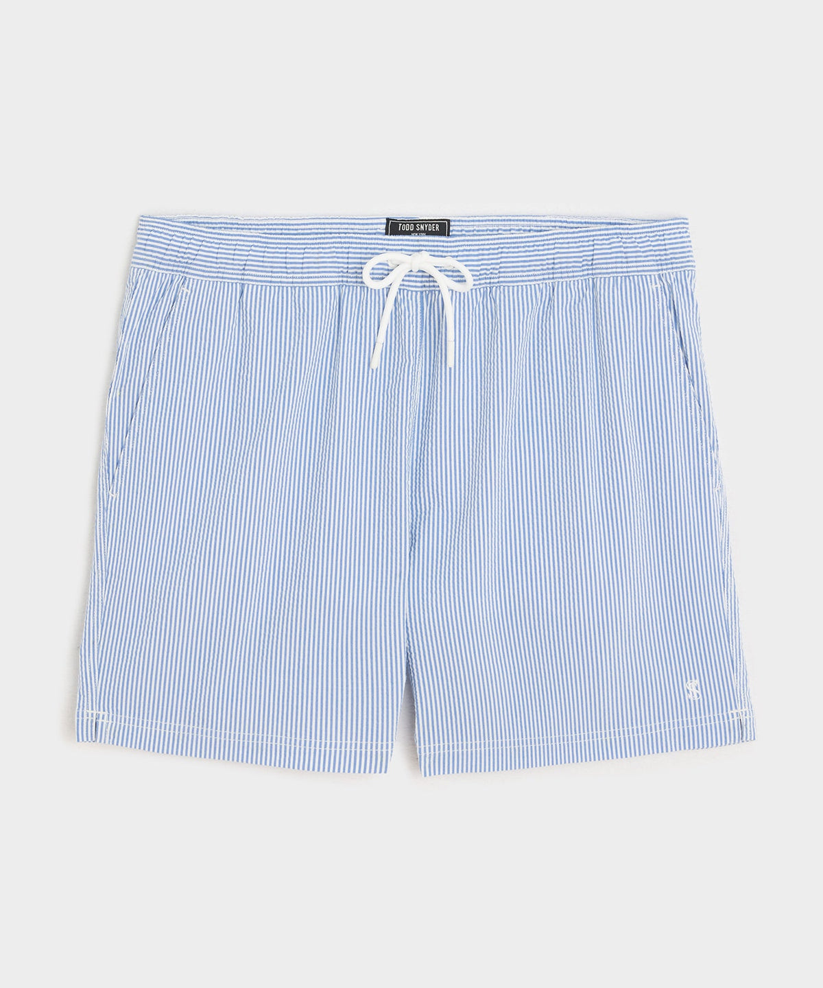 Todd Snyder 5" Seersucker Montauk Swim Trunk - Light Blue