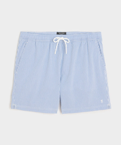 Todd Snyder 5" Seersucker Montauk Swim Trunk - Light Blue