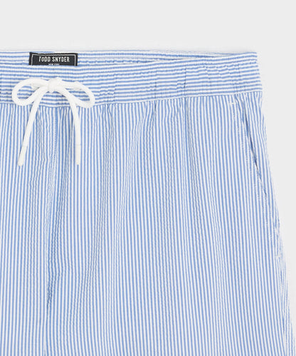 Todd Snyder 5" Seersucker Montauk Swim Trunk - Light Blue