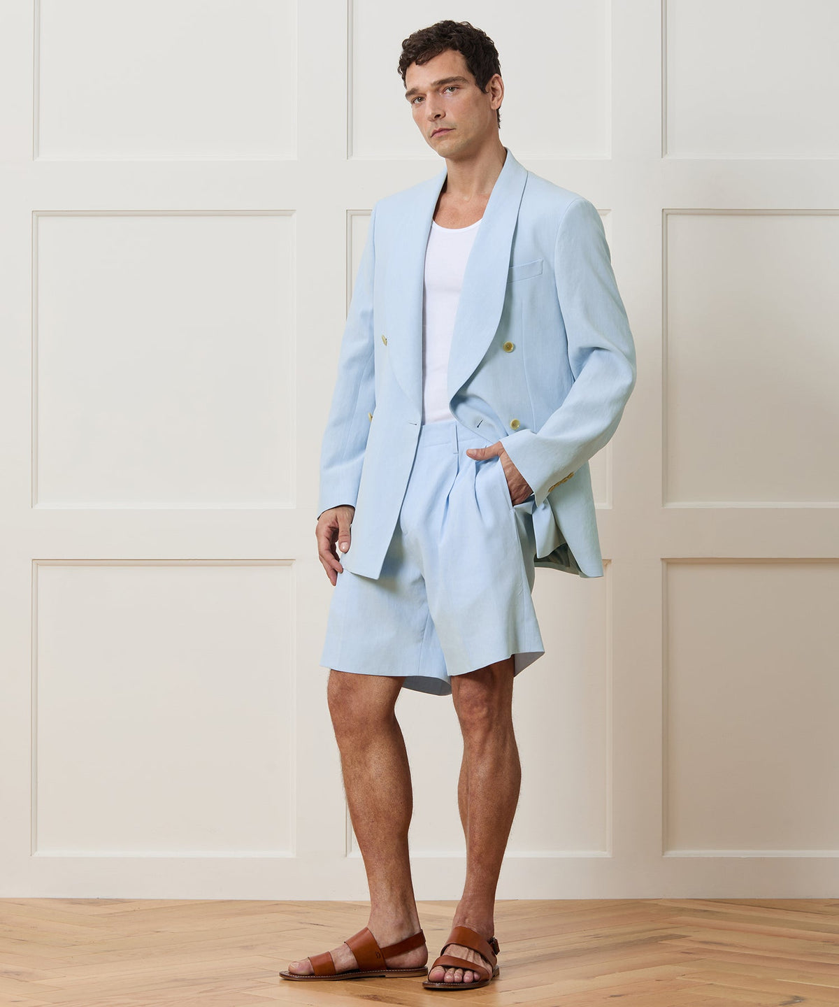 Todd Snyder 8" Italian Sueded Linen Hollywood Short - Blue