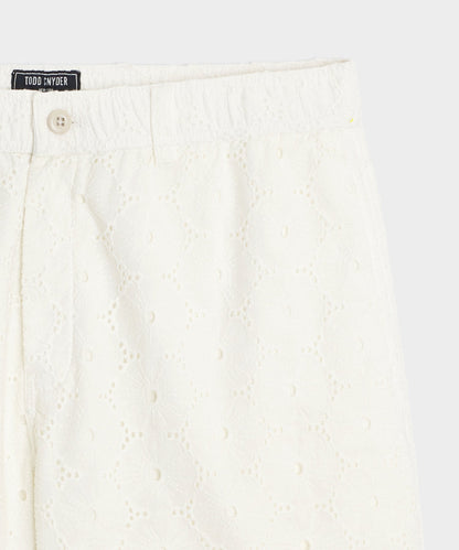 Todd Snyder 5" Embroidered Cotton Beachcomber Short - White