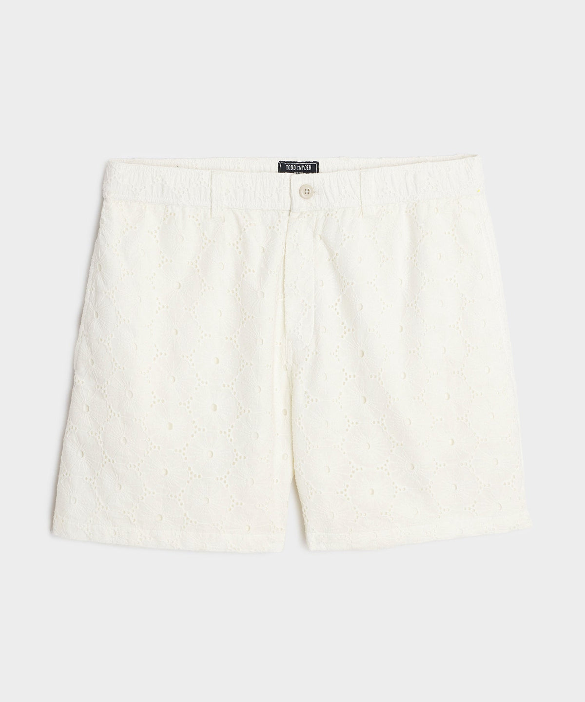 Todd Snyder 5" Embroidered Cotton Beachcomber Short - White