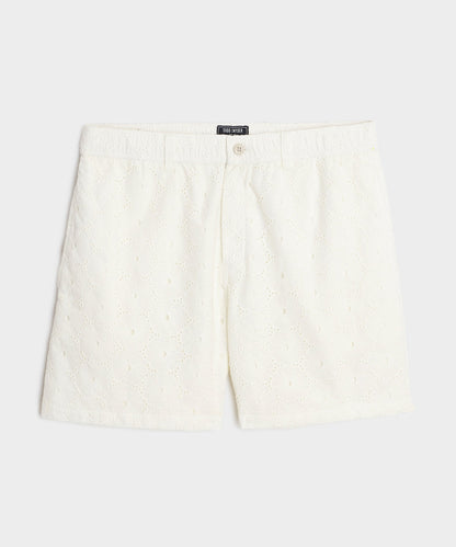 Todd Snyder 5" Embroidered Cotton Beachcomber Short - White