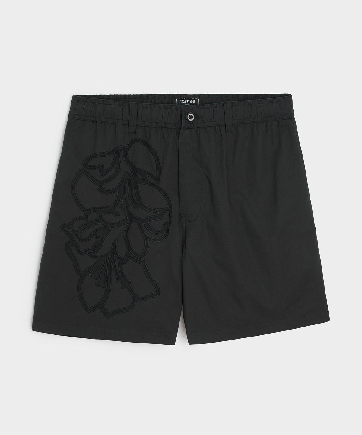 Todd Snyder 5" Floral Cotton Beachcomber Short - Black