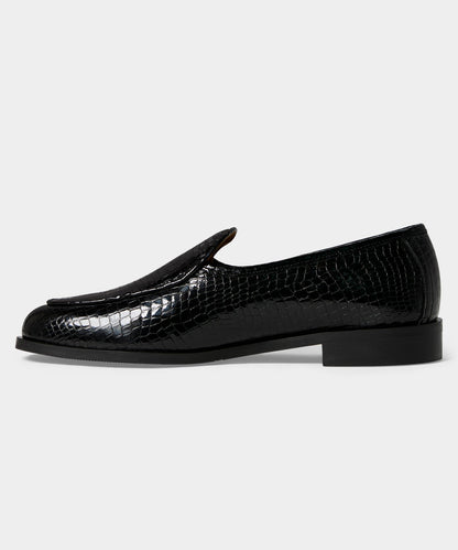 Todd Snyder Jacques Solovière Leather Croc Stamp Loafer - Dark Brown