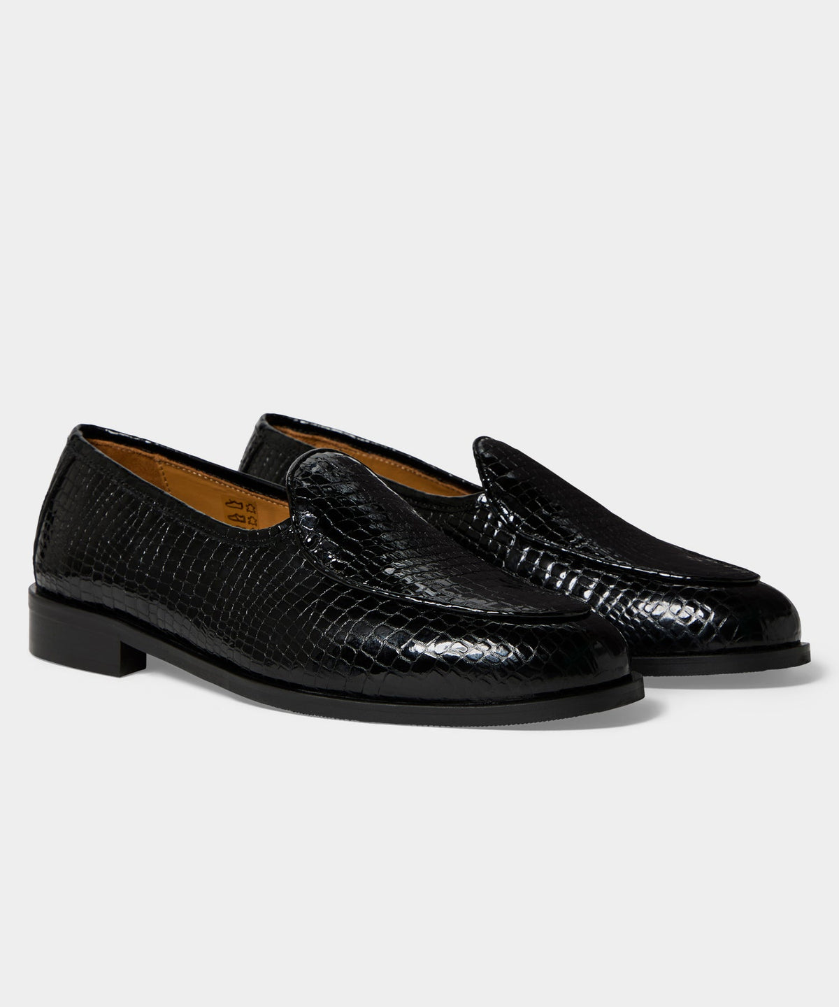 Todd Snyder Jacques Solovière Leather Croc Stamp Loafer - Dark Brown