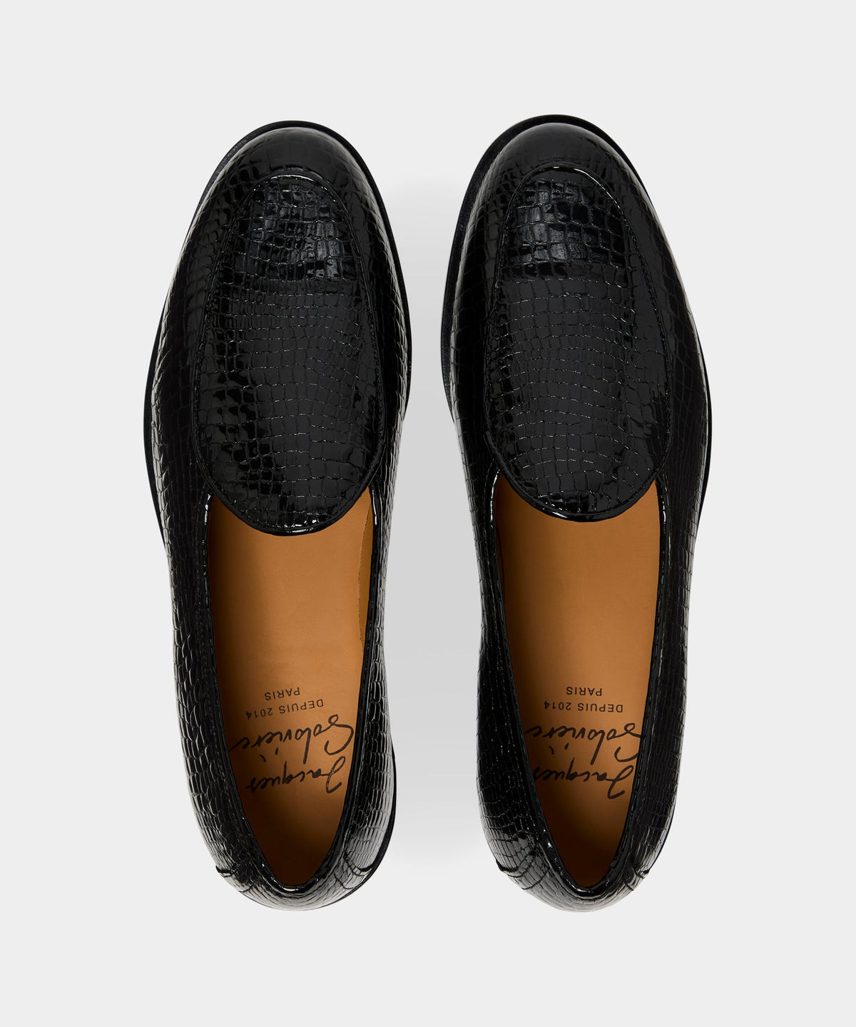 Todd Snyder Jacques Solovière Leather Croc Stamp Loafer - Dark Brown