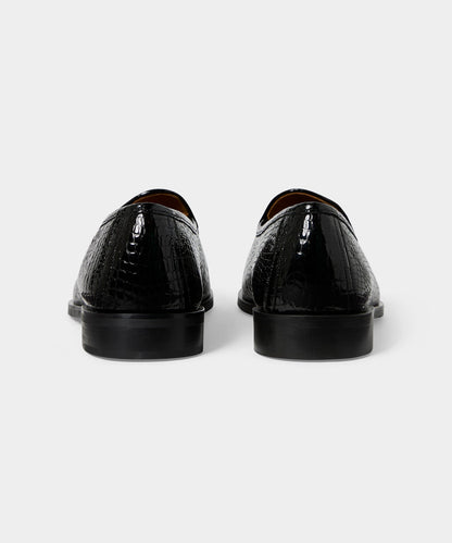 Todd Snyder Jacques Solovière Leather Croc Stamp Loafer - Dark Brown