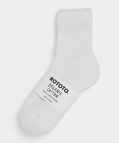 Todd Snyder RoToTo Organic Daily 3 Pack Mini Crew Socks - White