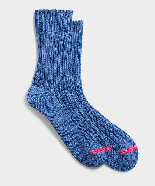 Todd Snyder RoToTo Chunky Ribbed Crew Sock - Blue