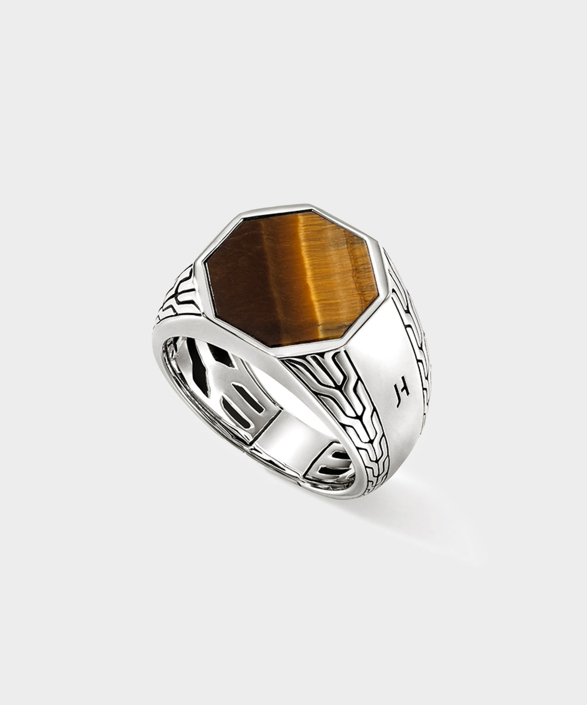 Todd Snyder John Hardy Sterling Silver Octagon Signet Ring with Tiger Eye - Silver