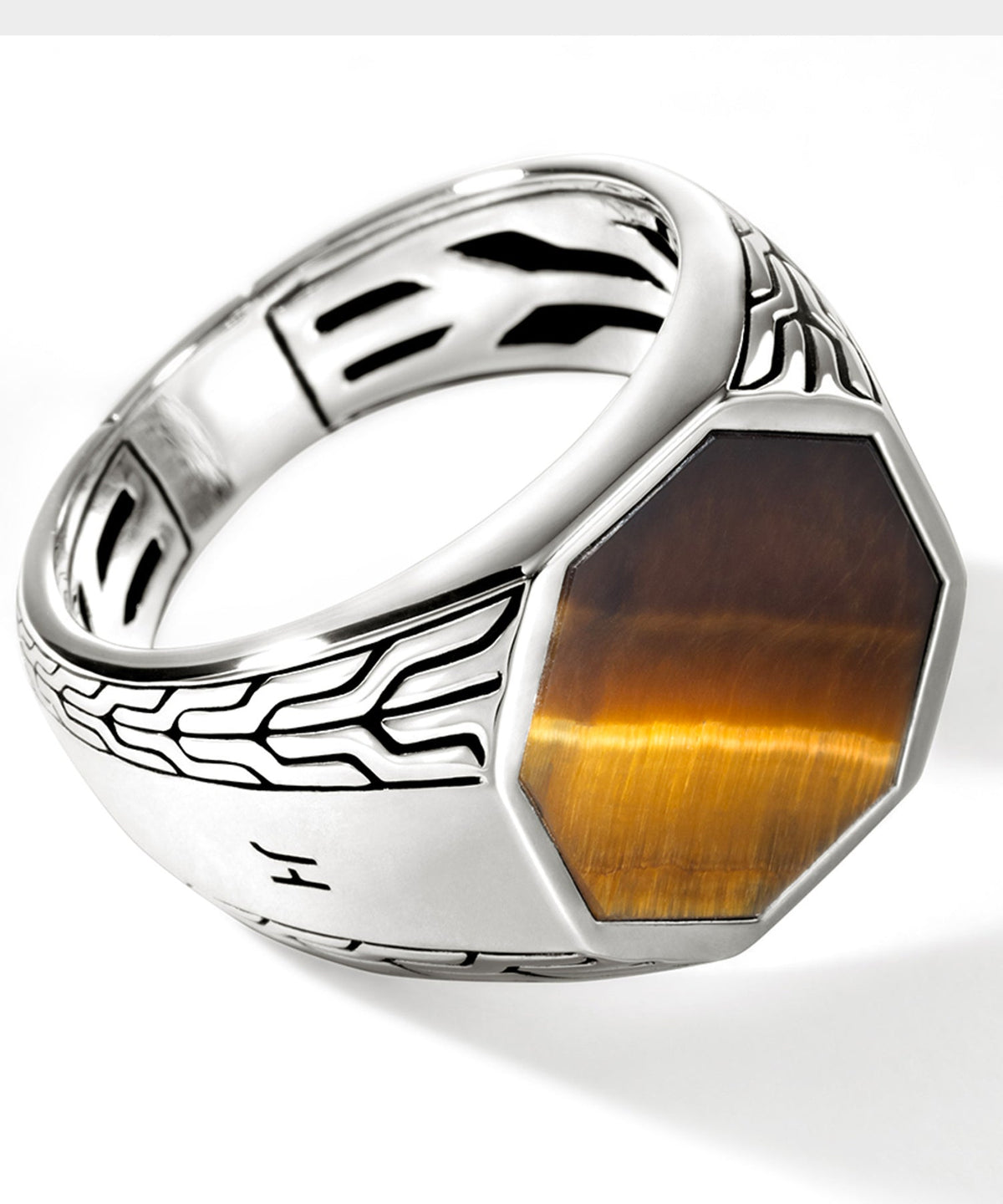 Todd Snyder John Hardy Sterling Silver Octagon Signet Ring with Tiger Eye - Silver