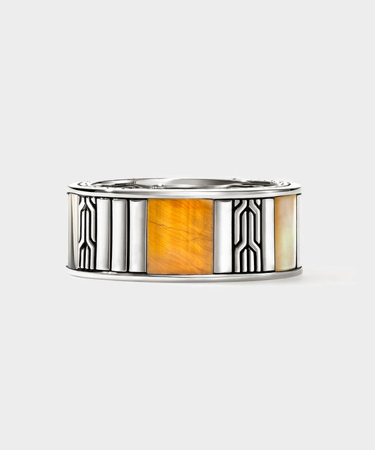 Todd Snyder John Hardy Sterling Silver Tiger Eye Icon Band Ring - Silver
