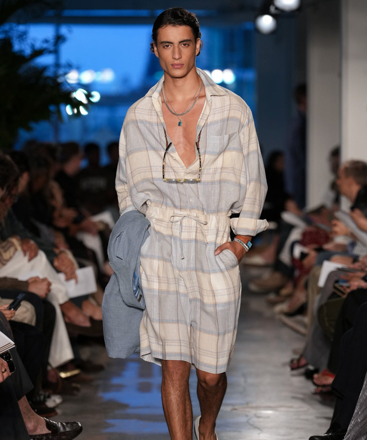 Todd Snyder Italian Linen Plaid Big Shirt - Cream