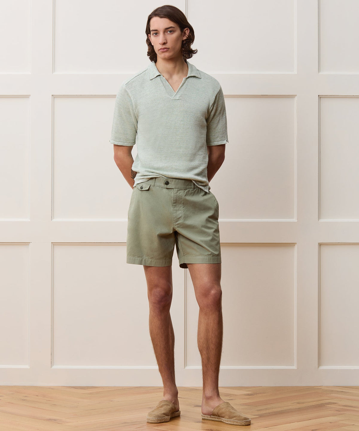 Todd Snyder Inis Meáin Washed Linen Polo - Green