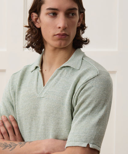 Todd Snyder Inis Meáin Washed Linen Polo - Green