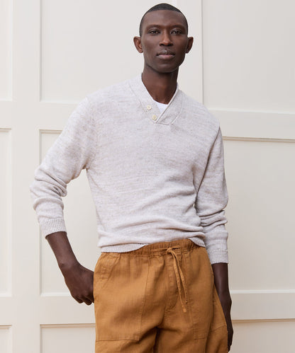 Todd Snyder Inis Meáin Linen Hurler V-Neck Sweater - Grey