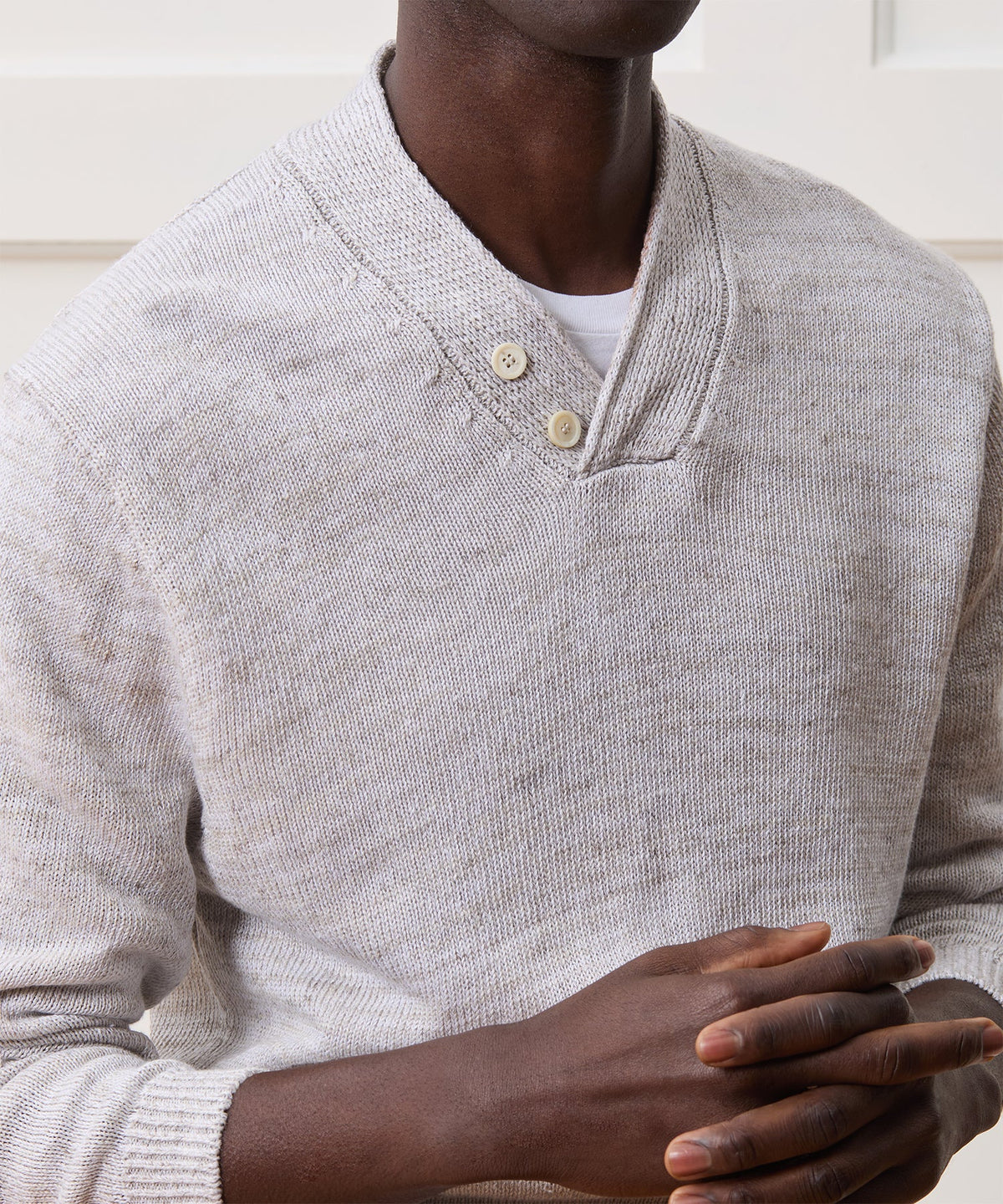 Todd Snyder Inis Meáin Linen Hurler V-Neck Sweater - Grey