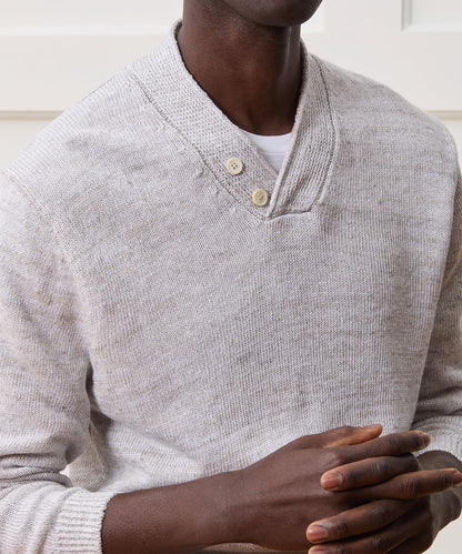 Todd Snyder Inis Meáin Linen Hurler V-Neck Sweater - Grey
