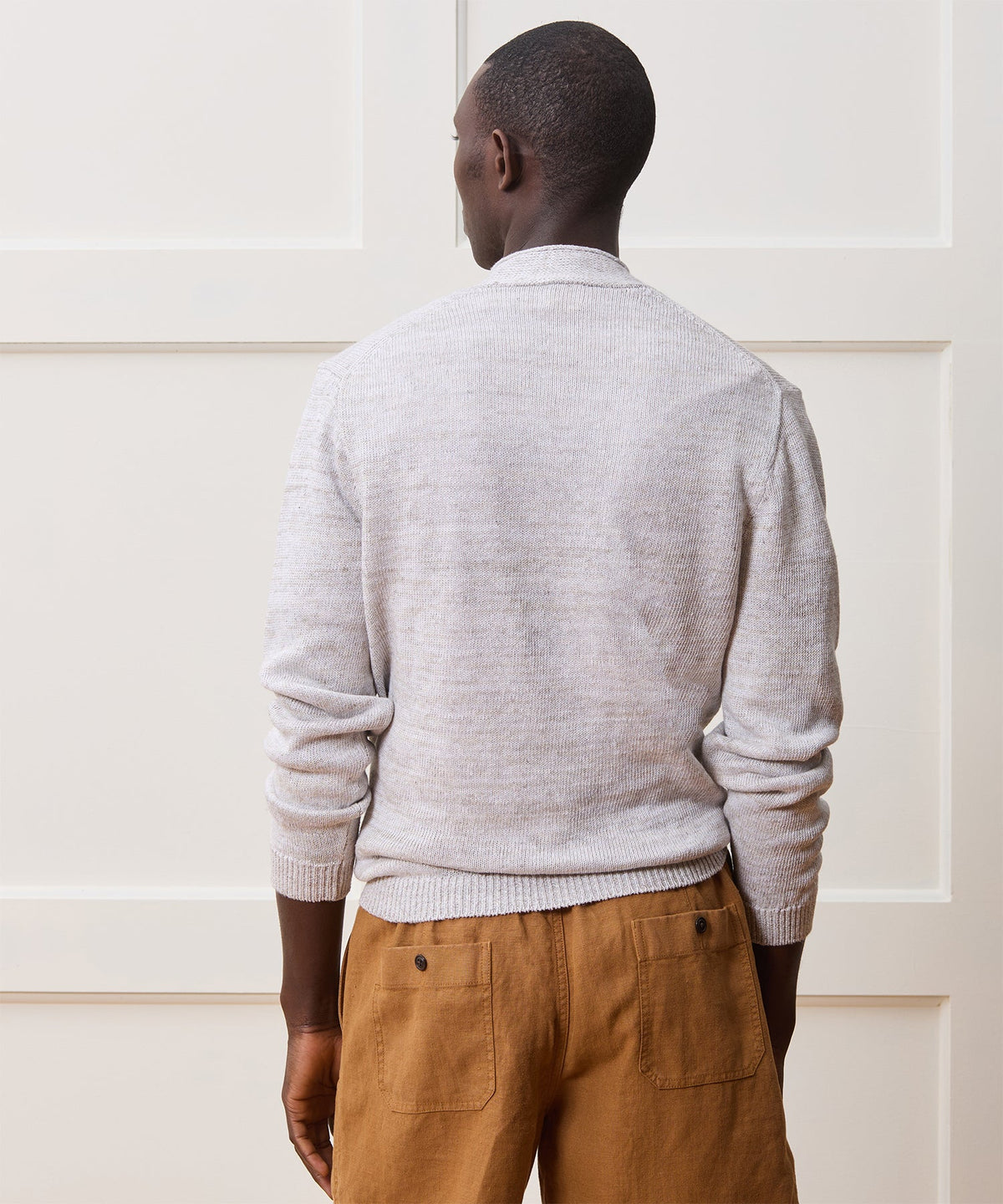 Todd Snyder Inis Meáin Linen Hurler V-Neck Sweater - Grey